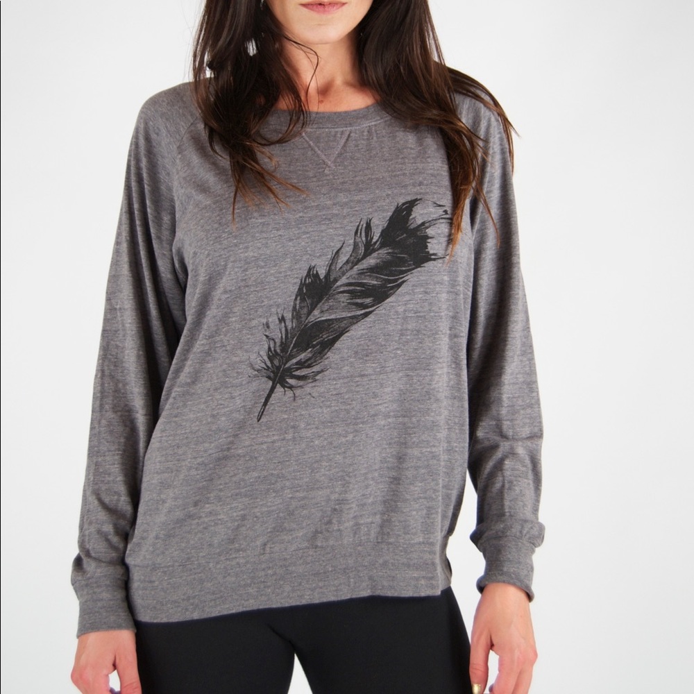 Nation Ltd Raglan Feather Print Sweater